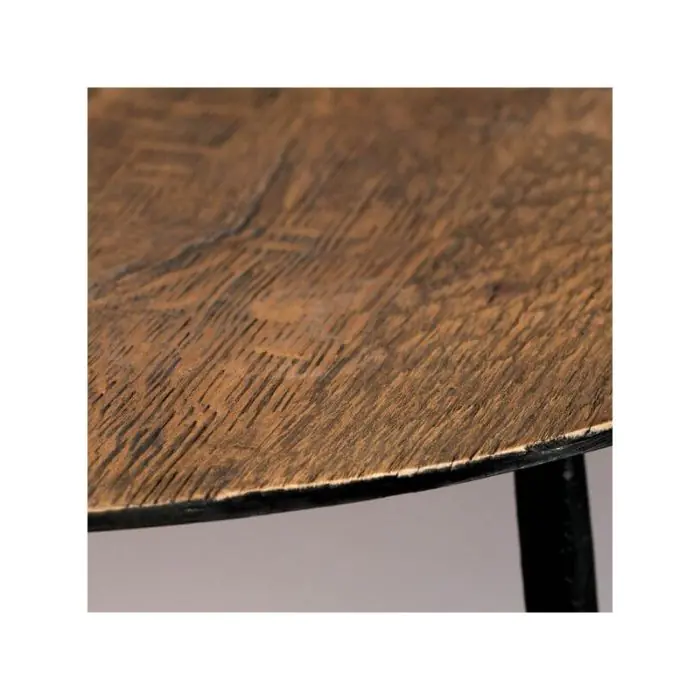 Mesa Auxiliar Tablero Roble Patas Metal Negro, 45 Cm