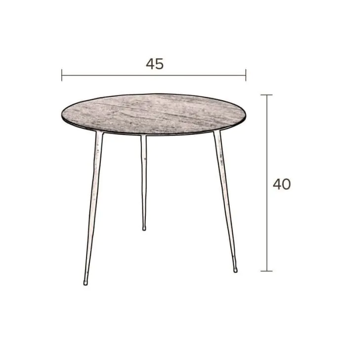 Mesa Auxiliar Tablero Roble Patas Metal Negro, 45 Cm
