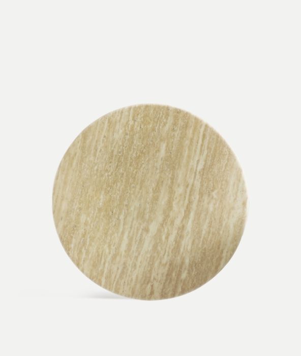 Mesa Auxiliar Verona Madera Marrón Mármol Beige, 55 Cm
