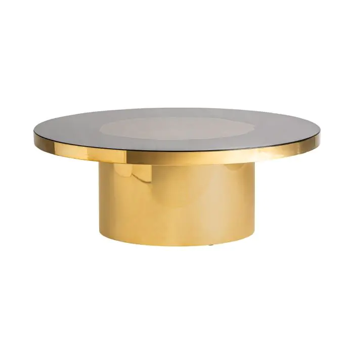 Mesa Centro Diseño Moderno Acero Vidrio Negro Oro 110 Cm