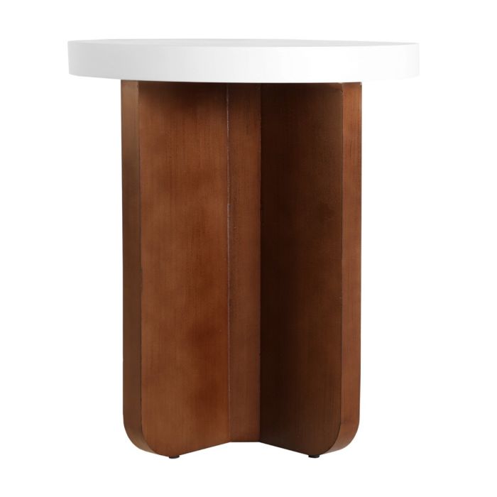 Mesa Auxiliar Grandval Blanco Marrón, 46 Cm