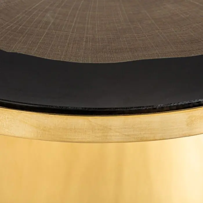 Mesa Centro Diseño Moderno Acero Vidrio Negro Oro 110 Cm