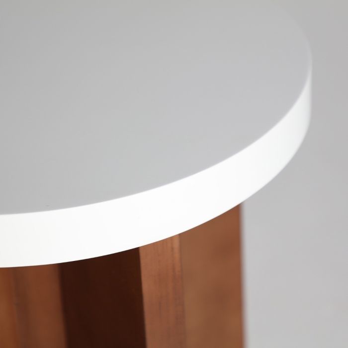 Mesa Auxiliar Blanco Marrón, 46 Cm