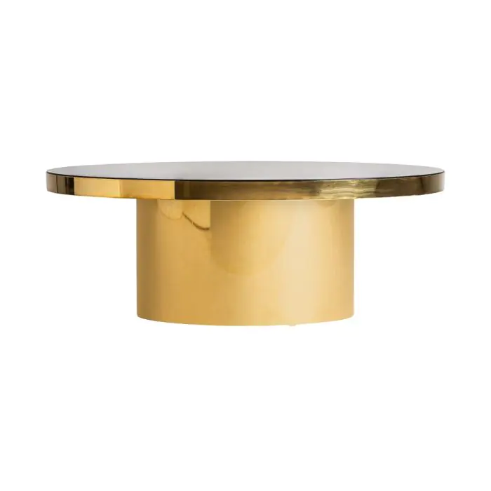 Mesa Centro Diseño Moderno Acero Vidrio Negro Oro 110 Cm