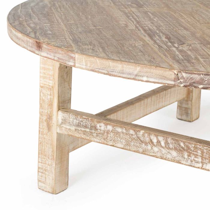 Mesa Centro Madera Acacia Blanco, 110 Cm