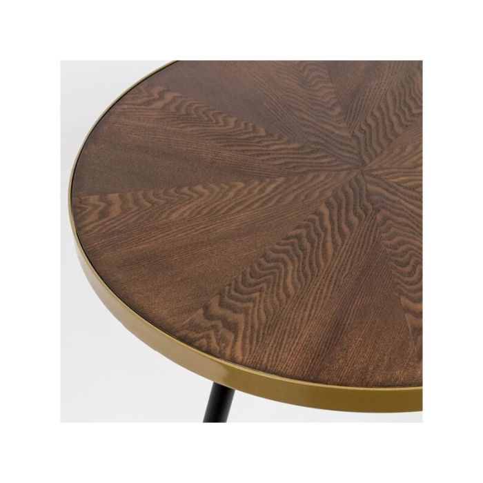 Mesa Auxiliar Mid Century Madera Nogal Hierro Dorado, 61 Cm