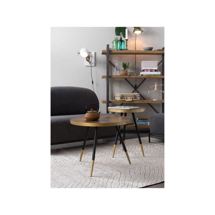 Mesa Auxiliar Mid Century Madera Nogal Hierro Dorado, 61 Cm