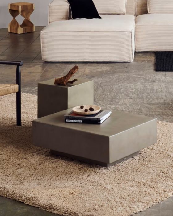 Mesa Centro Jardín Rustella Estilo Moderno Cemento Gris, 80 Cm