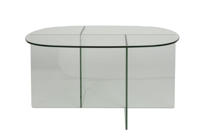 Mesa de centro ovalada en cristal transparente 80 cm