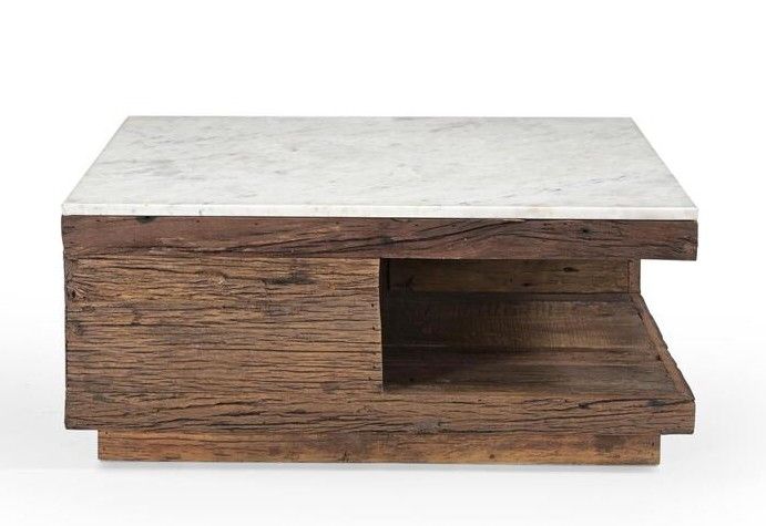 Mesa centro madera mármol