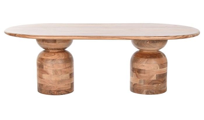 Mesa de centro nórdica moderna en madera de acacia marrón.