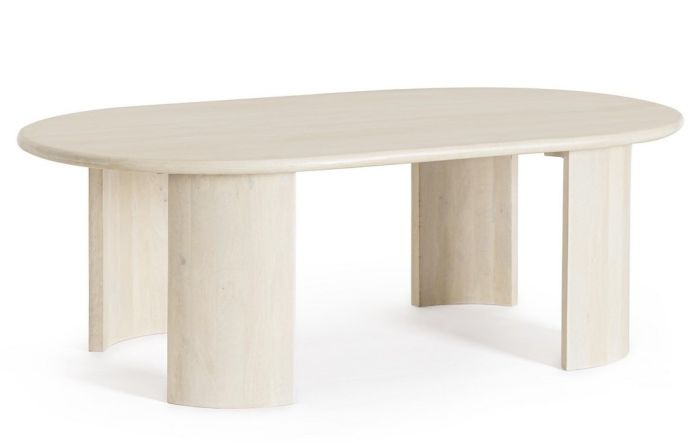 Mesa Centro Ovalada Estilo Nórdico Madera Mango Natural, 135 Cm