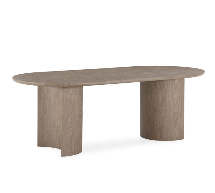 Mesa de comedor en madera dm y chapa de álamo marrón.