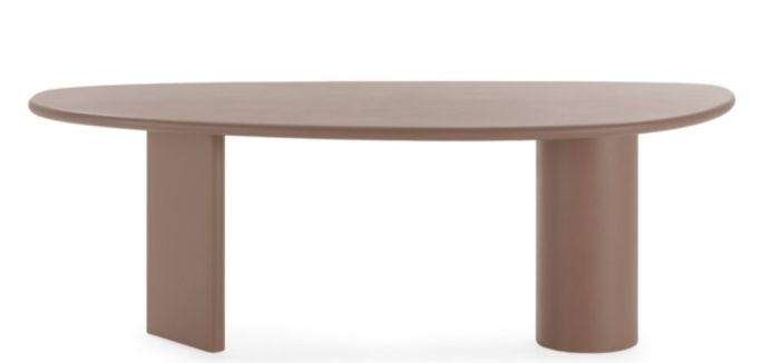 Mesa de comedor en polvo de piedra y resina moca.