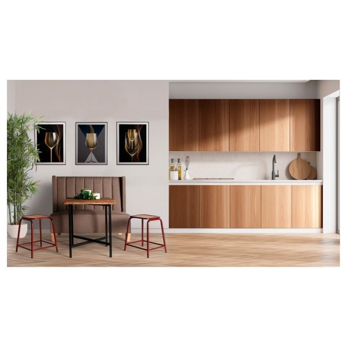 Mesa Bar Madera de Mahogany Hierro Acabado Natural Envejecido, 78 Cm