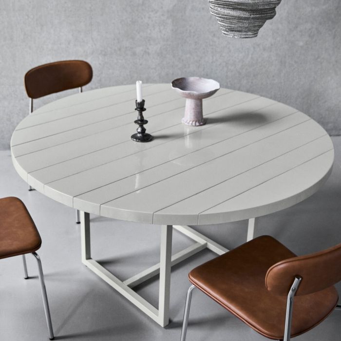 Mesa de comedor redonda en mdf y hierro arena 140 cm