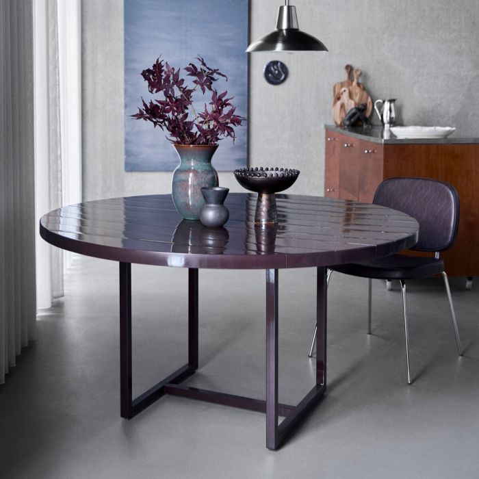 Mesa de comedor redonda en mdf y hierro mora 140 cm