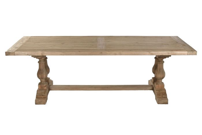 Mesa de comedor en madera de abeto reciclada natural.