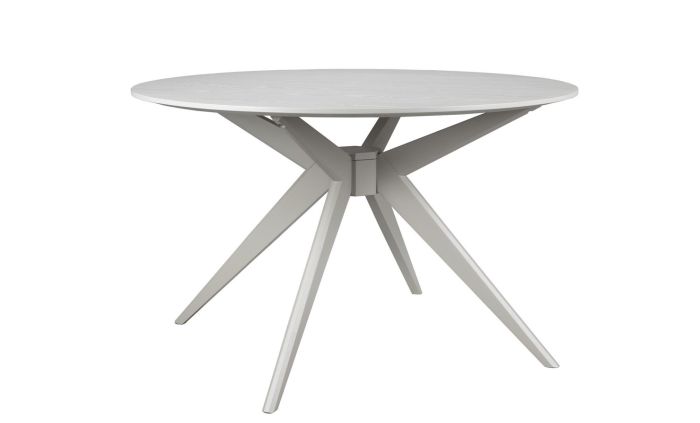 Mesa de comedor redonda en chapa de fresno y madera beige 122 cm