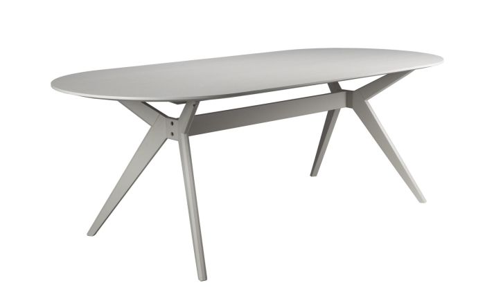 Mesa de comedor en chapa de fresno y madera beige 220 cm