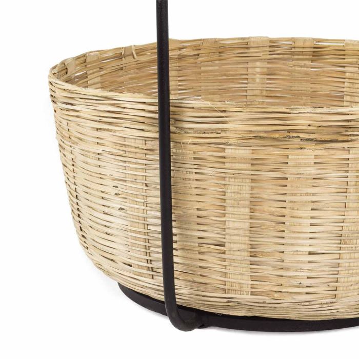 Mesa Auxiliar Ratán Madera Hierro, Ø 50 Cm