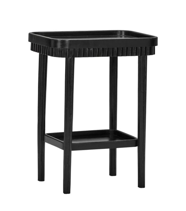Mesa consola en madera de mango maciza en color negro.