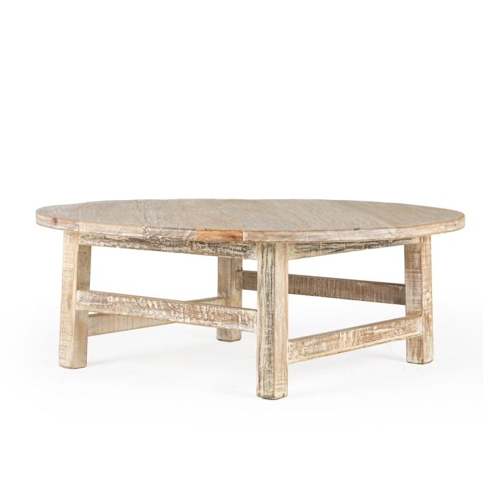Mesa Centro Madera Acacia Blanco, 110 Cm