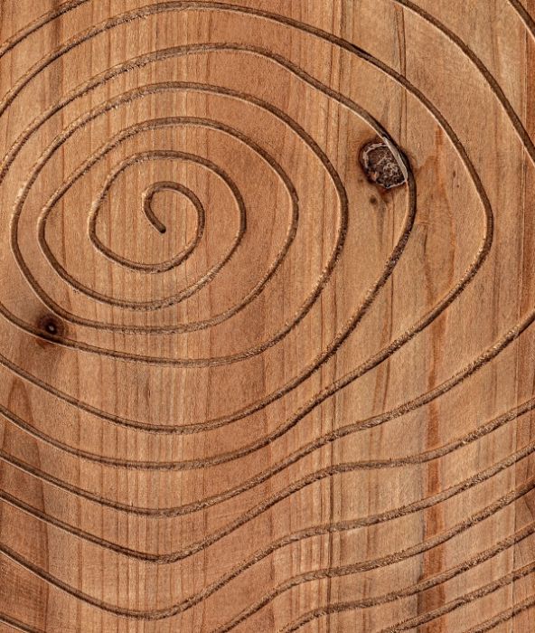 Mesa Centro Gien Madera Tallada Natural Hierro Negro, 83 Cm
