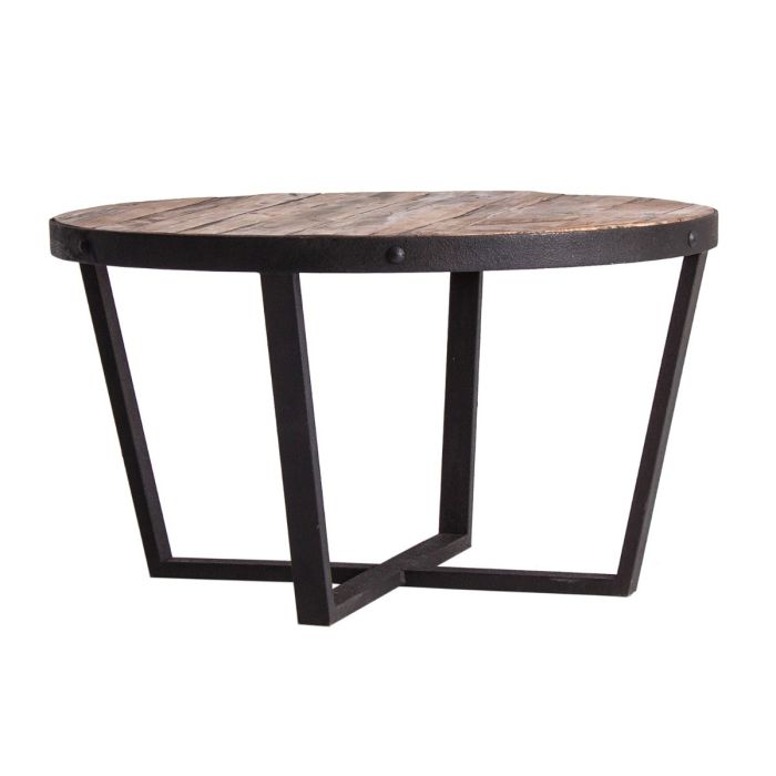 Mesa De Centro Industrial Redonda Natural/Negro 80cm