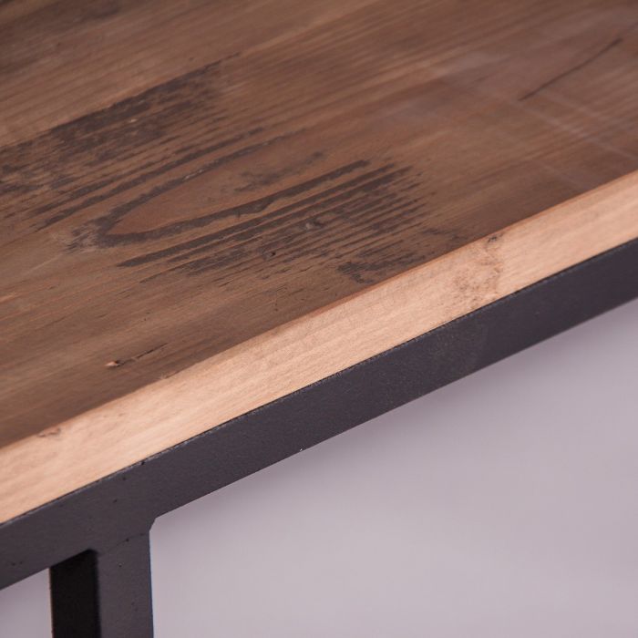 Mesa Centro Industrial Hierro Madera Natural 140 Cm