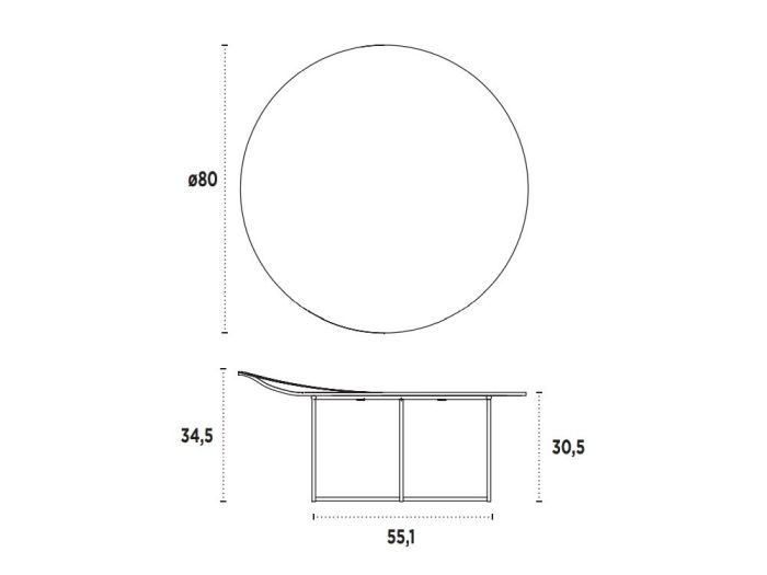 Mesa Auxiliar Madera Chapada Color Nogal Acero Negro, Ø80 Cm