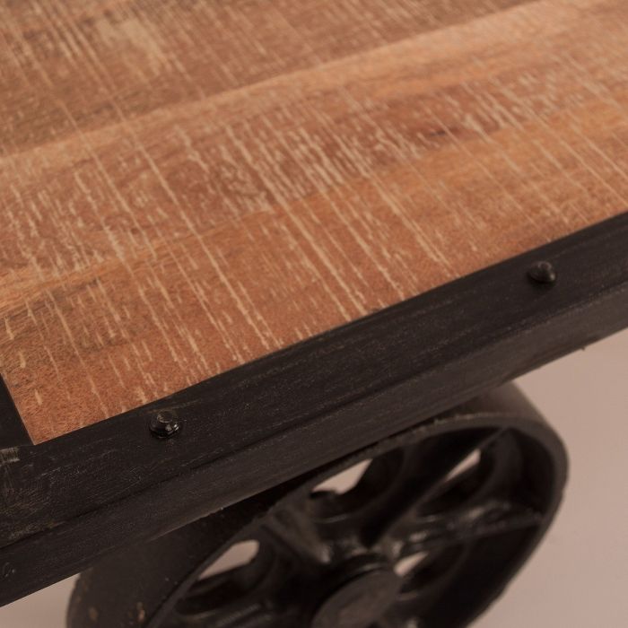Mesa De Centro Negro / Natural Envejecido De estilo Indudtrial