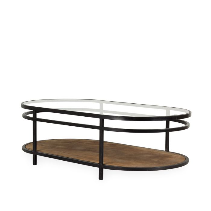 Mesa Centro Cristal Hierro Madera Mango, 135 Cm