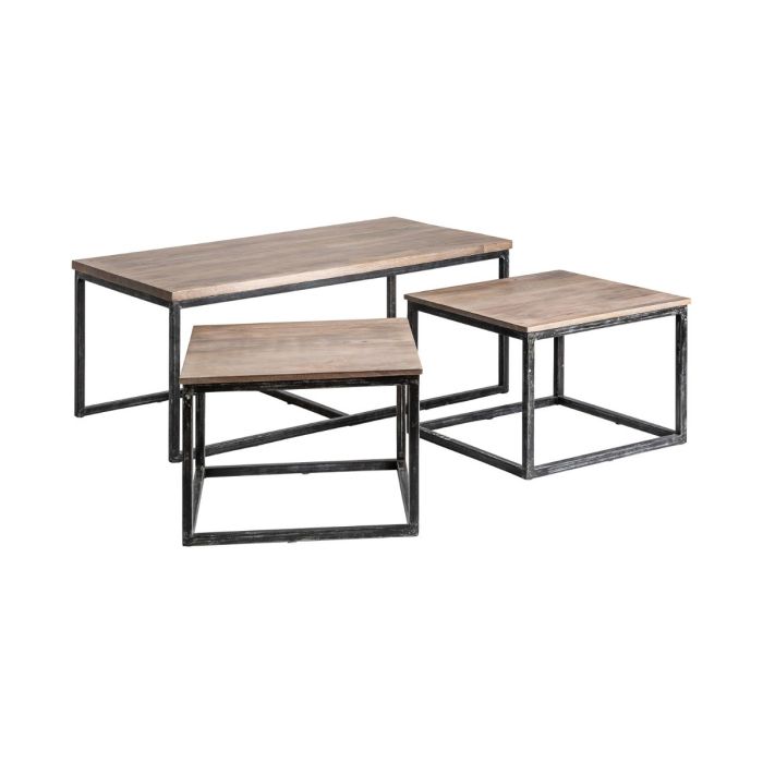 Mesa De Centro Industrial Negro Natural, 122 Cm