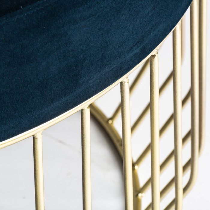 Mesa Centro Mid Century Azul / Oro Hierro Y Tela, 90 CM