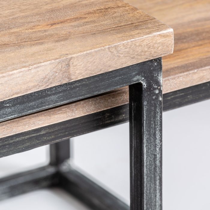 Mesa De Centro Industrial Negro Natural, 122 Cm