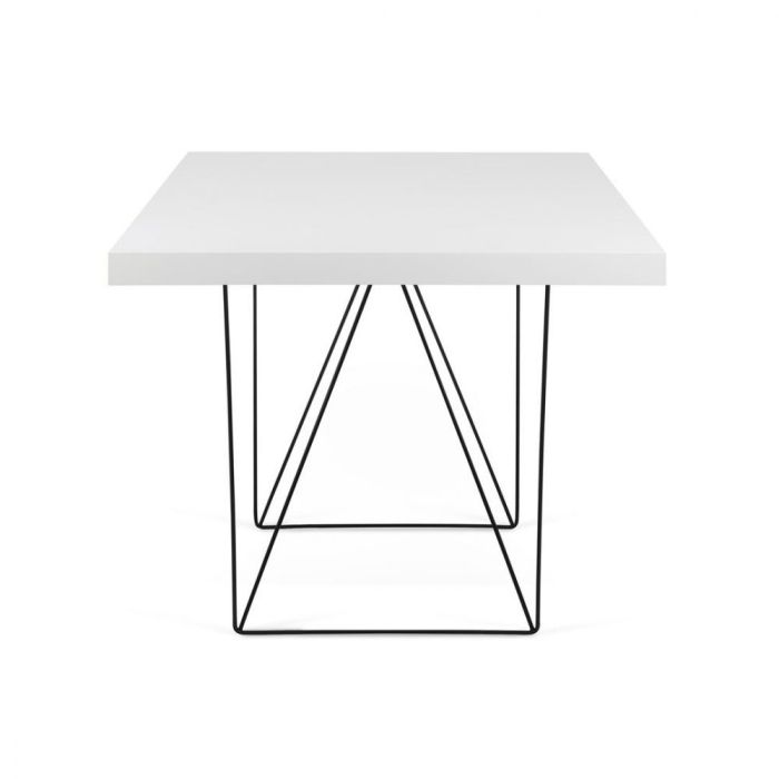 Mesa Comedor  Tablero Blanco Patas Metal Negro, 180 Cm