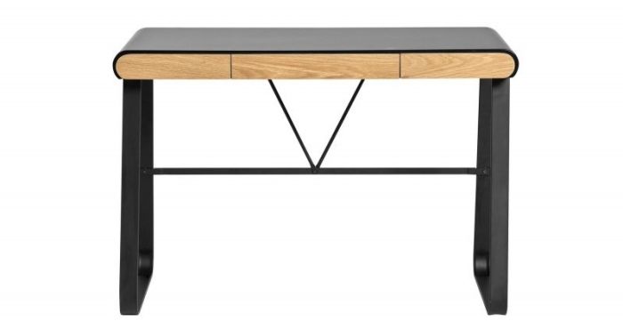 Escritorio Estilo Moderno Dm Metal Lacado Negro/Natural, 110 Cm