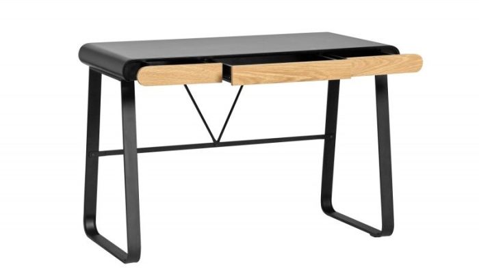 Escritorio Metal Lacado Negro/Natural, 110 Cm