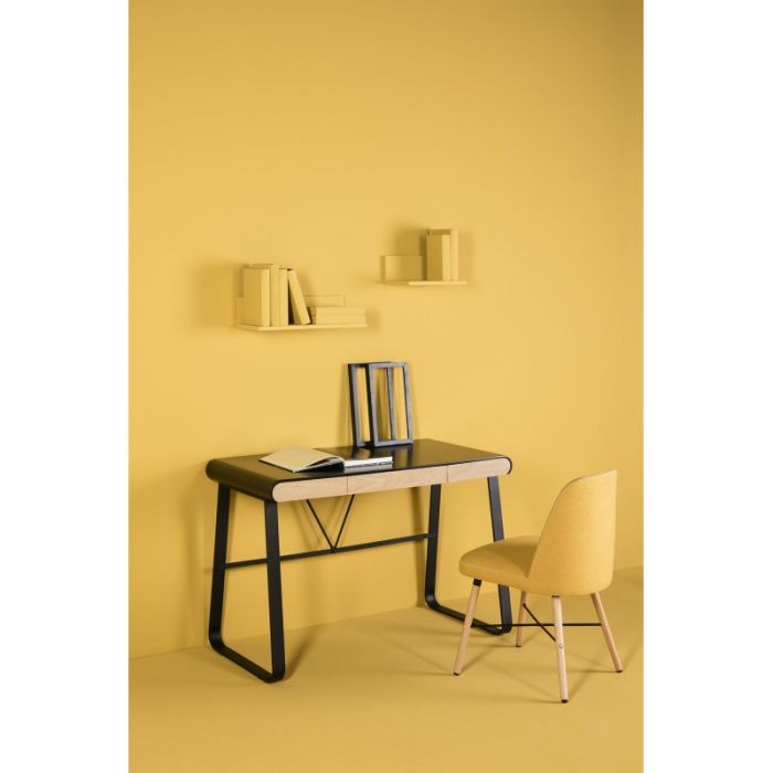 Escritorio Metal Lacado Negro/Natural, 110 Cm