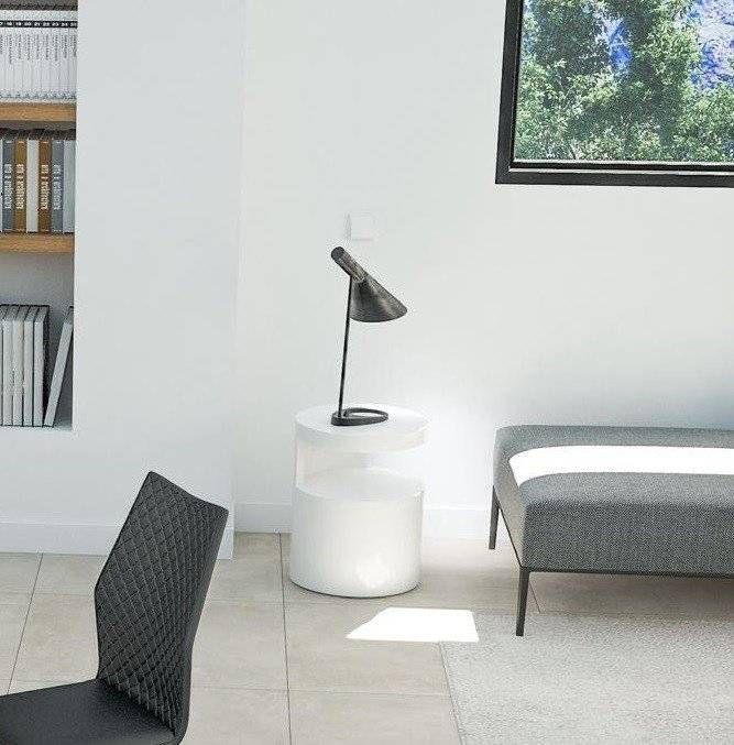Mesa Redonda auxiliar Diseño Lacado Blanco, 40 Cm