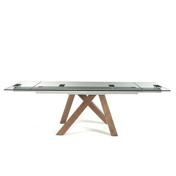 Mesa Extensible Italiano Negro Madera Cristal-Porcelanico