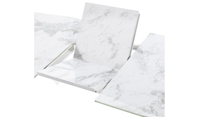 Mesa Comedor Rectangular Extensible Marble Blanco Hierro, 180 Cm