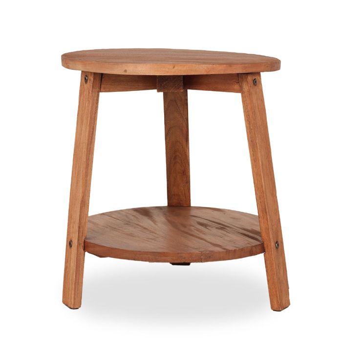 Mesa Auxiliar Madera Reciclada Natural, 40 Cm