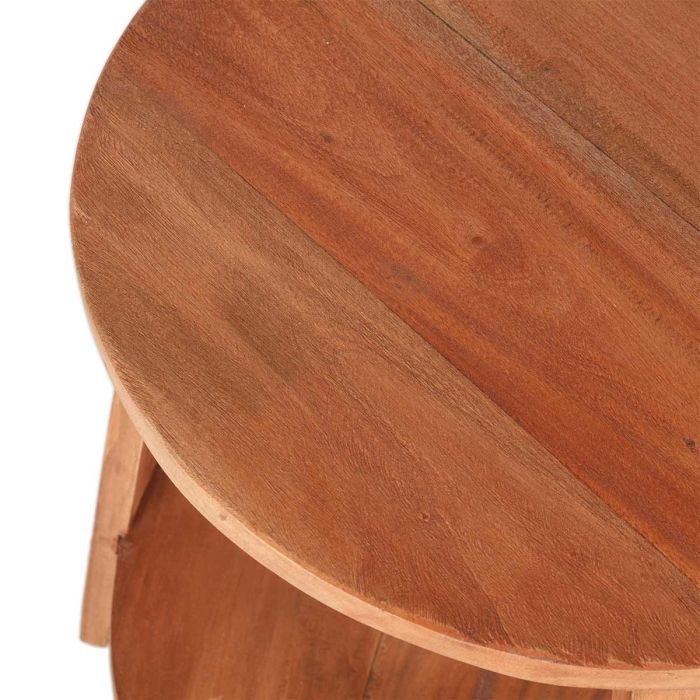 Mesa Auxiliar Madera Reciclada Natural, 40 Cm