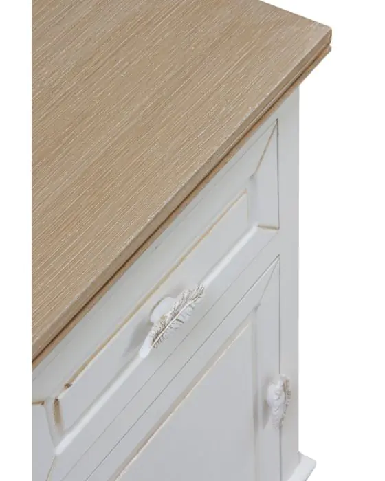 Mesita De Noche Chapa Abeto Blanco 1Cajón 1 Puerta, 68 Cm