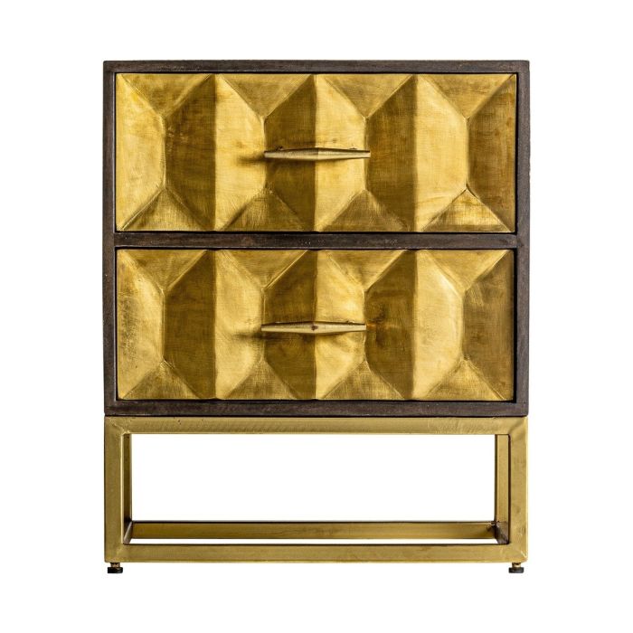 Mesita De Noche Ceva Art Deco Madera Negro Hierro Oro