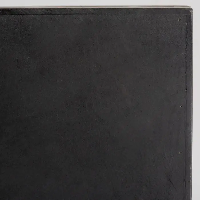 Mesita De Noche Art Deco Madera Negro Hierro Oro, 55 cm