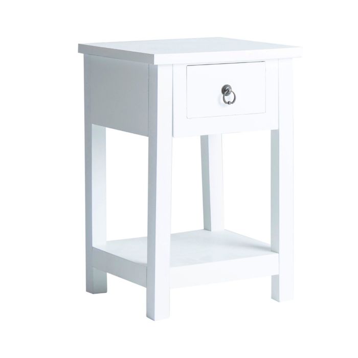 Mesita de Noche Chia Estilo Nórdico-Escandinavo Blanco Madera Dm, 32 Cm