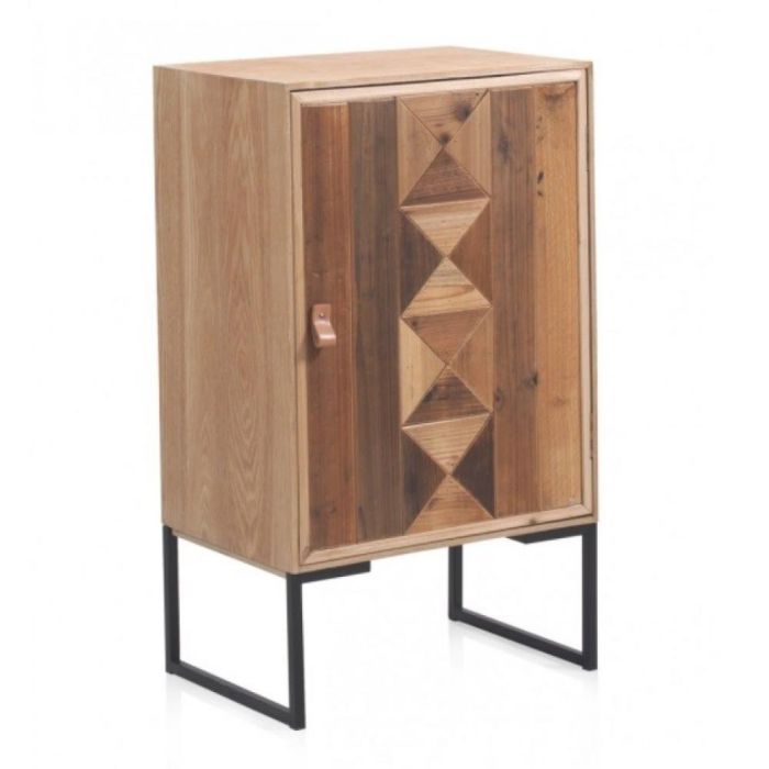 Mesita De Noche Madera Reciclada 1 Puerta, 49 Cm